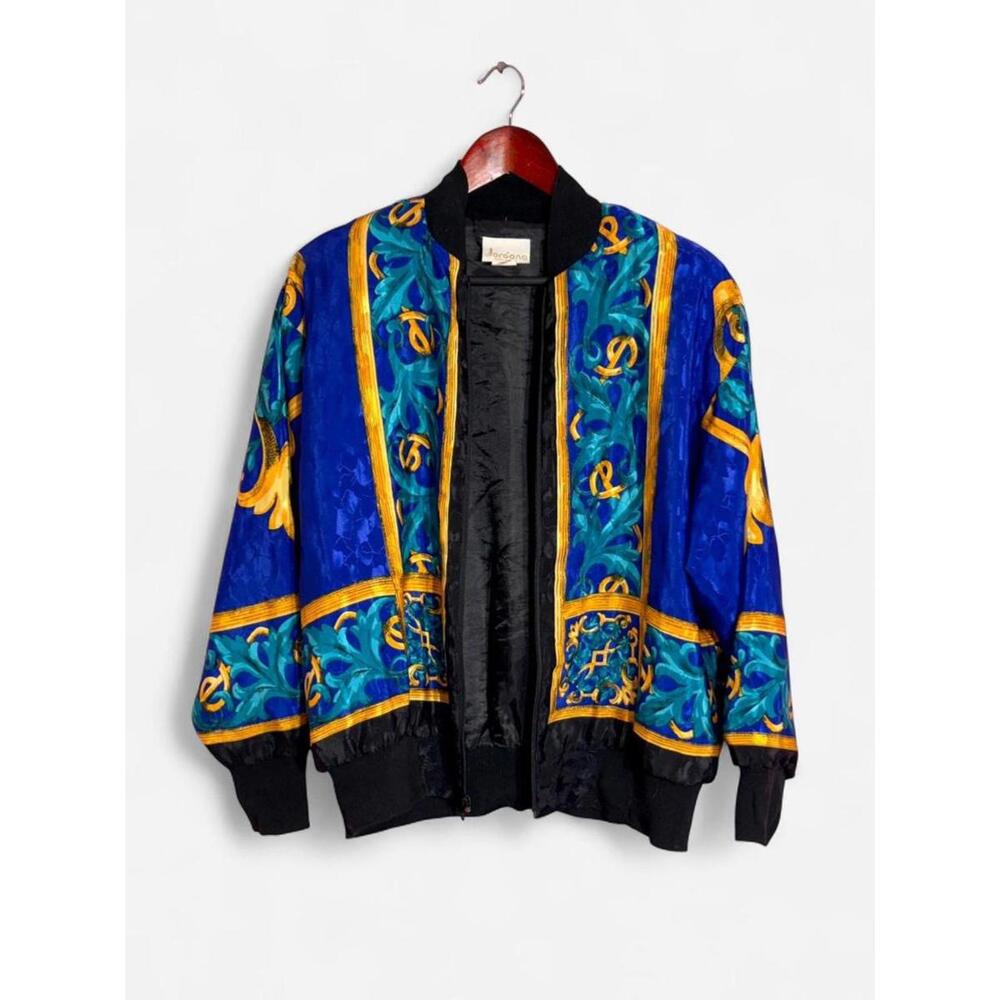 Versace-style satin bomber jacket